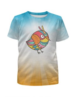 Заказать детскую футболку в Москве. Футболка с полной запечаткой для девочек Этно птичка от nadegda - готовые дизайны и нанесение принтов.