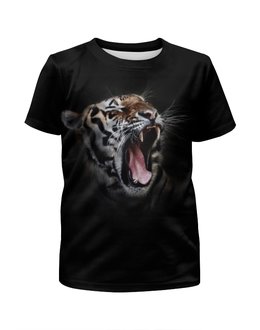 Заказать детскую футболку в Москве. Футболка с полной запечаткой для девочек Ревущий тигр от advai - готовые дизайны и нанесение принтов.