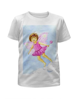 Заказать детскую футболку в Москве. Футболка с полной запечаткой для девочек Розовая феечка в облаках от Нина Вольнева - готовые дизайны и нанесение принтов.