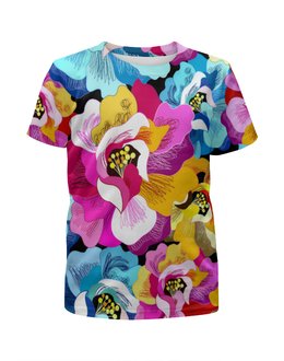 Заказать детскую футболку в Москве. Футболка с полной запечаткой для девочек Цветочки от THE_NISE  - готовые дизайны и нанесение принтов.