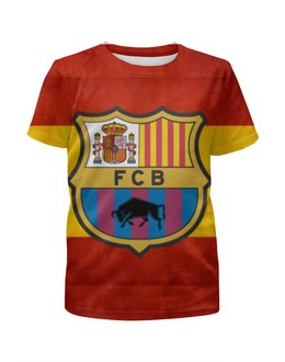 Заказать детскую футболку в Москве. Футболка с полной запечаткой для девочек Барселона от cherdantcev - готовые дизайны и нанесение принтов.