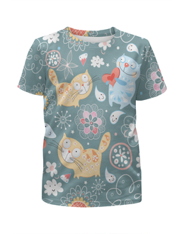 Заказать детскую футболку в Москве. Футболка с полной запечаткой для девочек Котята от THE_NISE  - готовые дизайны и нанесение принтов.