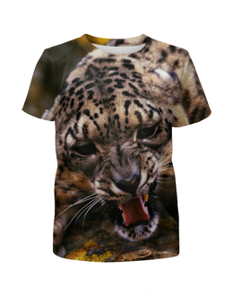 Заказать детскую футболку в Москве. Футболка с полной запечаткой для девочек Леопард от Violet - готовые дизайны и нанесение принтов.