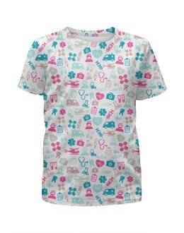 Заказать детскую футболку в Москве. Футболка с полной запечаткой для девочек Доктор (Doctor) от vphone - готовые дизайны и нанесение принтов.
