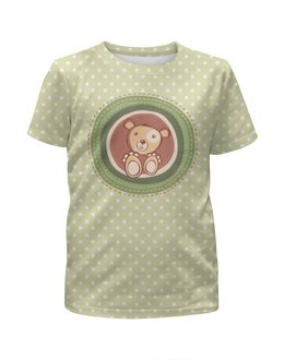 Заказать детскую футболку в Москве. Футболка с полной запечаткой для девочек Медвежонок от BeliySlon - готовые дизайны и нанесение принтов.