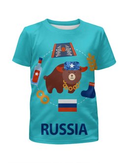 Заказать детскую футболку в Москве. Футболка с полной запечаткой для девочек Россия (Russia) от coolmag - готовые дизайны и нанесение принтов.