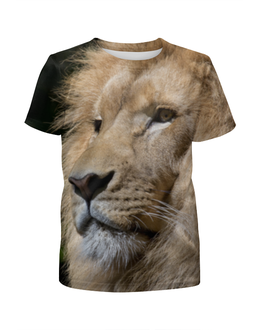 Заказать детскую футболку в Москве. Футболка с полной запечаткой для девочек Хищник лев от weeert - готовые дизайны и нанесение принтов.
