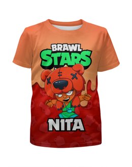 Заказать детскую футболку в Москве. Футболка с полной запечаткой для девочек BRAWL STARS NITA от geekbox - готовые дизайны и нанесение принтов.