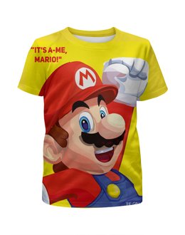 Заказать детскую футболку в Москве. Футболка с полной запечаткой для девочек Марио от thegallery - готовые дизайны и нанесение принтов.