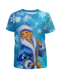 Заказать детскую футболку в Москве. Футболка с полной запечаткой для девочек Снегурочка от queen  - готовые дизайны и нанесение принтов.