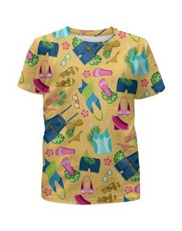 Заказать детскую футболку в Москве. Футболка с полной запечаткой для девочек На пляж от IrinkaArt  - готовые дизайны и нанесение принтов.
