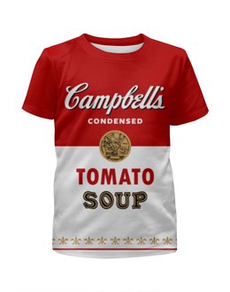 Заказать детскую футболку в Москве. Футболка с полной запечаткой для девочек Суп Кэмпбелл от geekbox - готовые дизайны и нанесение принтов.