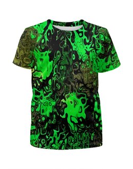 Заказать детскую футболку в Москве. Футболка с полной запечаткой для девочек Серо-зеленый от THE_NISE  - готовые дизайны и нанесение принтов.