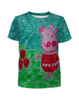 Заказать детскую футболку в Москве. Футболка с полной запечаткой для девочек Свинка от mrs-snit@yandex.ru - готовые дизайны и нанесение принтов.