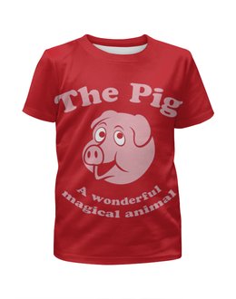 Заказать детскую футболку в Москве. Футболка с полной запечаткой для девочек The Pig от ПРИНТЫ ПЕЧАТЬ  - готовые дизайны и нанесение принтов.
