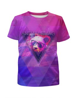 Заказать детскую футболку в Москве. Футболка с полной запечаткой для девочек "ANIMALSWAG II" collection: Panda от Octopuslabel - готовые дизайны и нанесение принтов.