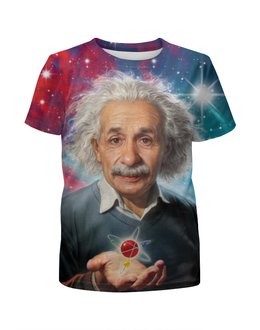 Заказать детскую футболку в Москве. Футболка с полной запечаткой для девочек Альберт Эйнштейн от aleks_say - готовые дизайны и нанесение принтов.