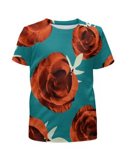 Заказать детскую футболку в Москве. Футболка с полной запечаткой для девочек красные розы от THE_NISE  - готовые дизайны и нанесение принтов.