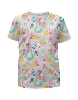 Заказать детскую футболку в Москве. Футболка с полной запечаткой для девочек русалка от THE_NISE  - готовые дизайны и нанесение принтов.