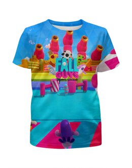 Заказать детскую футболку в Москве. Футболка с полной запечаткой для девочек Fall Guys от  PRO_DESIGN - готовые дизайны и нанесение принтов.