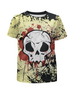 Заказать детскую футболку в Москве. Футболка с полной запечаткой для девочек Grunge Skull от vphone - готовые дизайны и нанесение принтов.