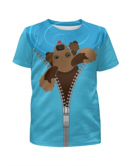 Заказать детскую футболку в Москве. Футболка с полной запечаткой для девочек Собака пьёт  от IrinkaArt  - готовые дизайны и нанесение принтов.