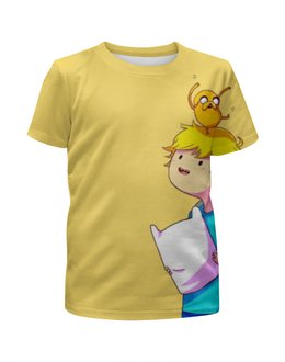 Заказать детскую футболку в Москве. Футболка с полной запечаткой для девочек Джейк и Финн от Dover - готовые дизайны и нанесение принтов.
