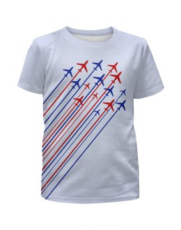 Заказать детскую футболку в Москве. Футболка с полной запечаткой для девочек Airplanes от ISliM - готовые дизайны и нанесение принтов.