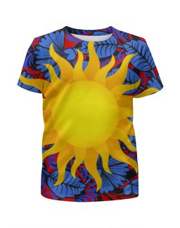 Заказать детскую футболку в Москве. Футболка с полной запечаткой для девочек Солнце от THE_NISE  - готовые дизайны и нанесение принтов.