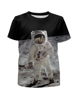 Заказать детскую футболку в Москве. Футболка с полной запечаткой для девочек Астронавт от inPrintio - готовые дизайны и нанесение принтов.