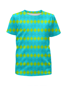 Заказать детскую футболку в Москве. Футболка с полной запечаткой для девочек Желтые ромбы от THE_NISE  - готовые дизайны и нанесение принтов.