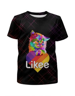 Заказать детскую футболку в Москве. Футболка с полной запечаткой для девочек Likee (LIKE Video) от weeert - готовые дизайны и нанесение принтов.