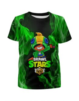 Заказать детскую футболку в Москве. Футболка с полной запечаткой для девочек Brawl Stars LEON от vista12761@rambler.ru - готовые дизайны и нанесение принтов.