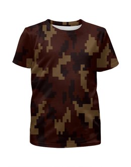 Заказать детскую футболку в Москве. Футболка с полной запечаткой для девочек camouflage brown от THE_NISE  - готовые дизайны и нанесение принтов.