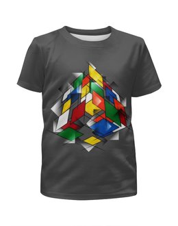 Заказать детскую футболку в Москве. Футболка с полной запечаткой для девочек Кубик Рубика от ПРИНТЫ ПЕЧАТЬ  - готовые дизайны и нанесение принтов.