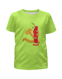 Заказать детскую футболку в Москве. Футболка с полной запечаткой для девочек 1 мая от IrinkaArt  - готовые дизайны и нанесение принтов.