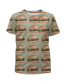 Заказать детскую футболку в Москве. Футболка с полной запечаткой для девочек I love burgers! от Polilog - готовые дизайны и нанесение принтов.