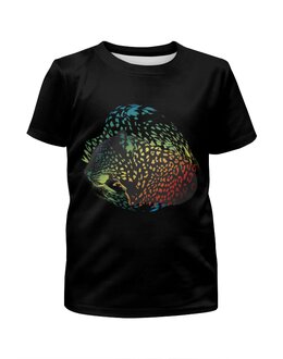 Заказать детскую футболку в Москве. Футболка с полной запечаткой для девочек Радужный леопард от Zorgo-Art  - готовые дизайны и нанесение принтов.