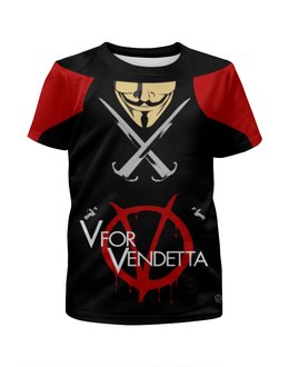 Заказать детскую футболку в Москве. Футболка с полной запечаткой для девочек V for Vendetta от OEX design - готовые дизайны и нанесение принтов.