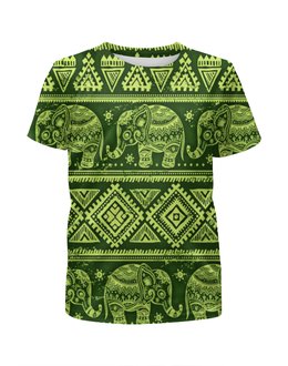 Заказать детскую футболку в Москве. Футболка с полной запечаткой для девочек Слоны от THE_NISE  - готовые дизайны и нанесение принтов.