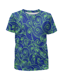 Заказать детскую футболку в Москве. Футболка с полной запечаткой для девочек Морская волна от THE_NISE  - готовые дизайны и нанесение принтов.