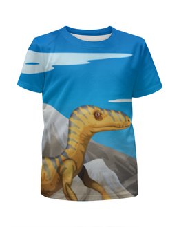 Заказать детскую футболку в Москве. Футболка с полной запечаткой для девочек Динозавр от Amerikanka - готовые дизайны и нанесение принтов.