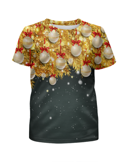 Заказать детскую футболку в Москве. Футболка с полной запечаткой для девочек Новогодние украшения от THE_NISE  - готовые дизайны и нанесение принтов.