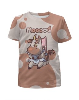 Заказать детскую футболку в Москве. Футболка с полной запечаткой для девочек Mooood от Катя Муу - готовые дизайны и нанесение принтов.