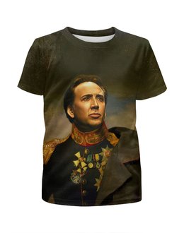 Заказать детскую футболку в Москве. Футболка с полной запечаткой для девочек Nicolas Cage от ПРИНТЫ ПЕЧАТЬ  - готовые дизайны и нанесение принтов.
