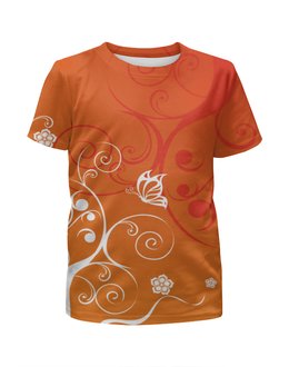 Заказать детскую футболку в Москве. Футболка с полной запечаткой для девочек  узор цветов от THE_NISE  - готовые дизайны и нанесение принтов.