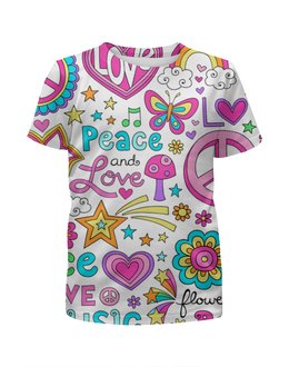 Заказать детскую футболку в Москве. Футболка с полной запечаткой для девочек любовь от THE_NISE  - готовые дизайны и нанесение принтов.