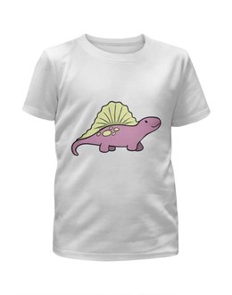 Заказать детскую футболку в Москве. Футболка с полной запечаткой для девочек Забавный  динозаврик от Amerikanka - готовые дизайны и нанесение принтов.