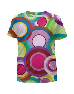 Заказать детскую футболку в Москве. Футболка с полной запечаткой для девочек Цветные круги от IrinkaArt  - готовые дизайны и нанесение принтов.