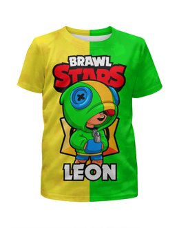 Заказать детскую футболку в Москве. Футболка с полной запечаткой для девочек BRAWL STARS LEON от geekbox - готовые дизайны и нанесение принтов.